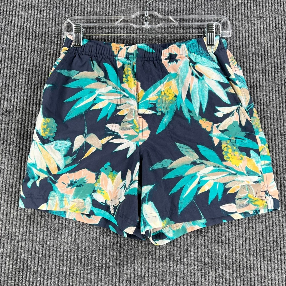 Columbia Shorts Womens Small Green Blue Floral Casual Comfort Outdoor Fishing